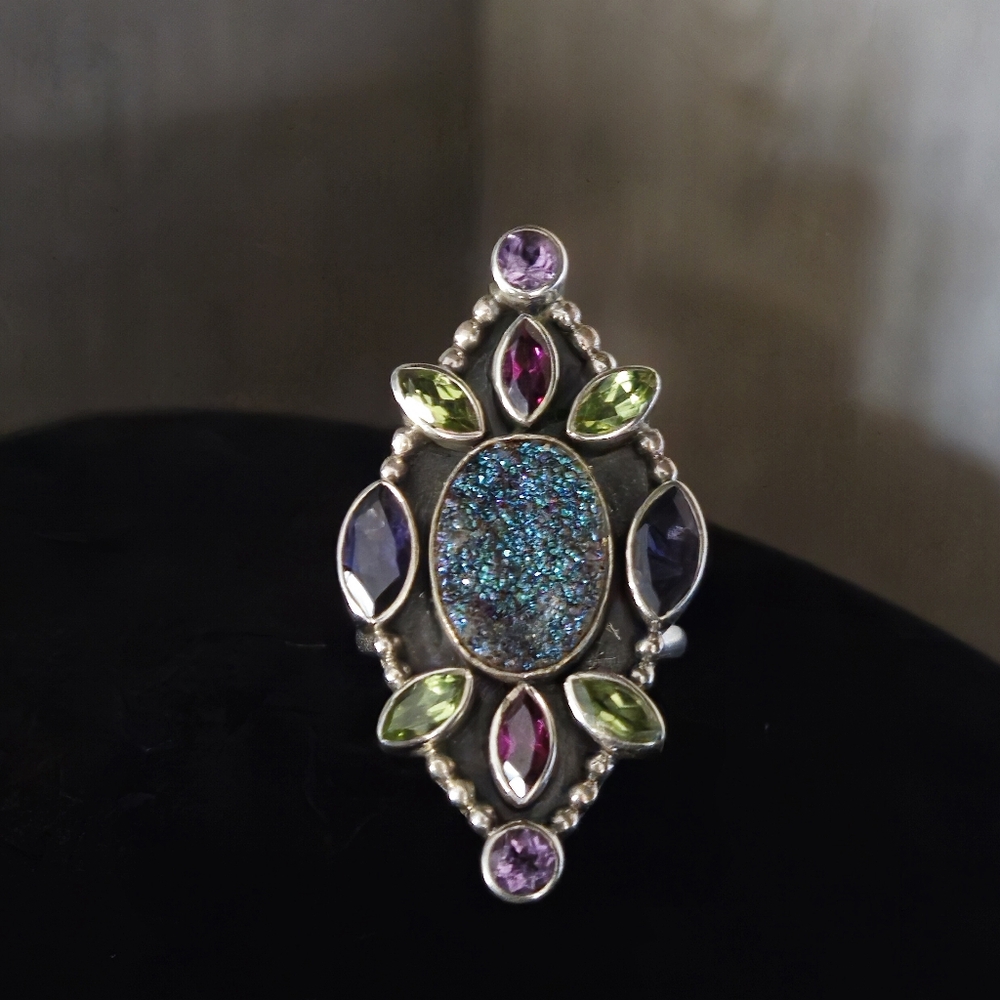 Nicky Butler RAJ LIMITED EDITION Sterling Silver Size 8 Ring NB Designer Druzy